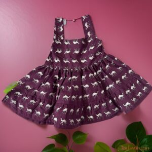 adorable camel printed frock for baby girls