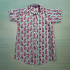 light blue bunny print cotton shirt for kids – soft & playful design